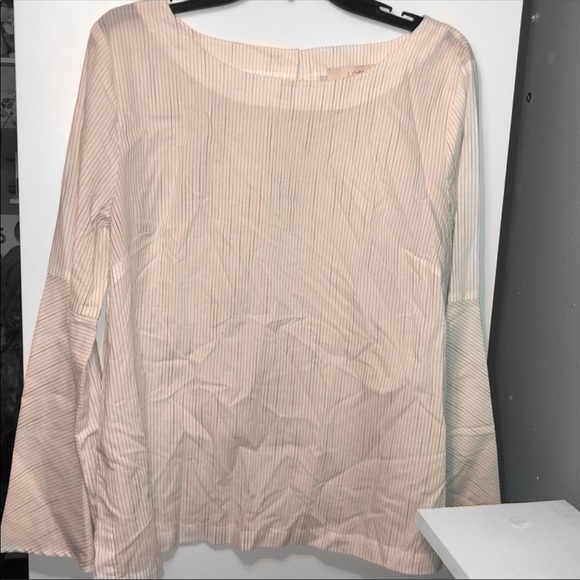LOFT Pinstripe Bell Sleeve Top - Picture 2 of 5